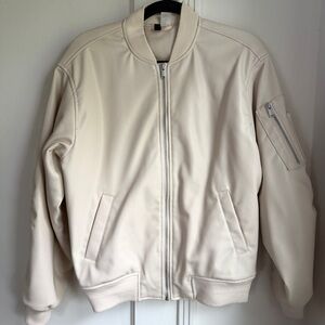 H&M Women’s Varsity Bomber Jacket in Cream